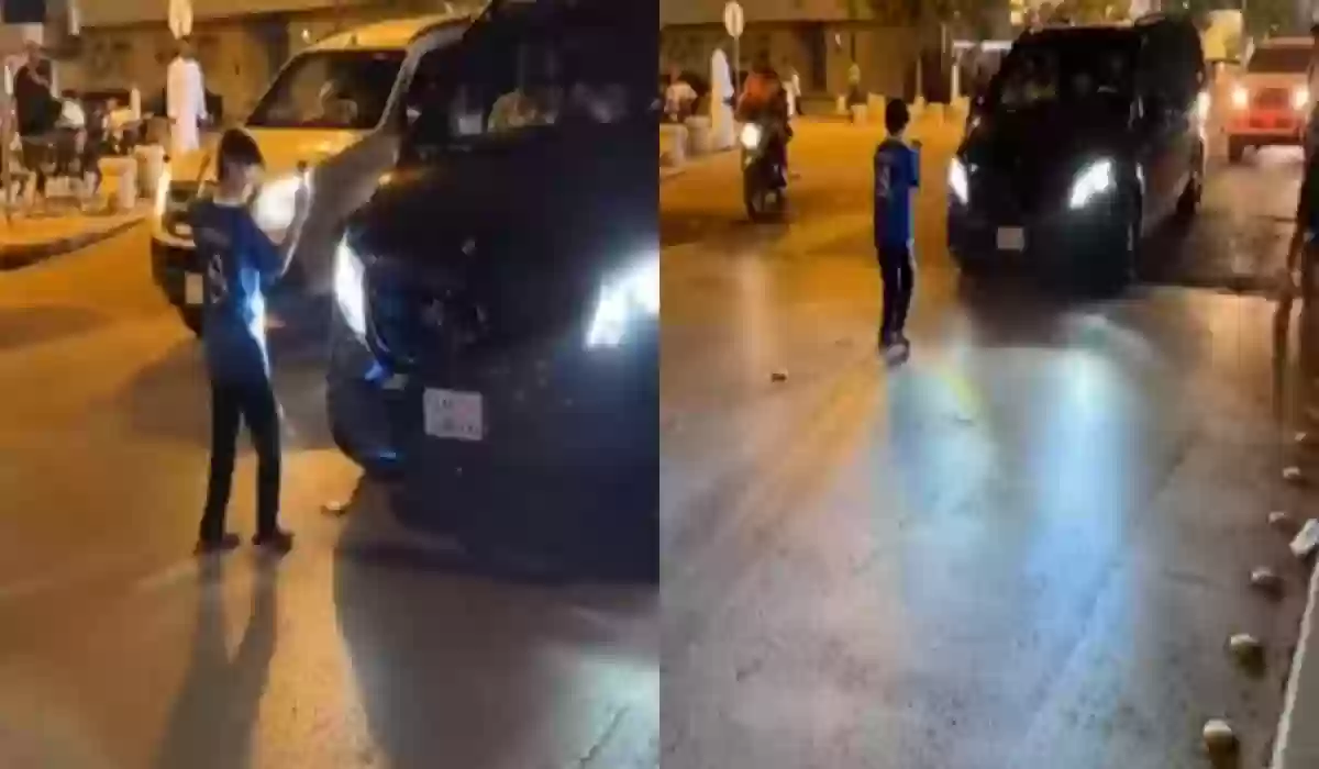لسبب غير متوقع.. طفل سعودي يقف أمام سيارة 