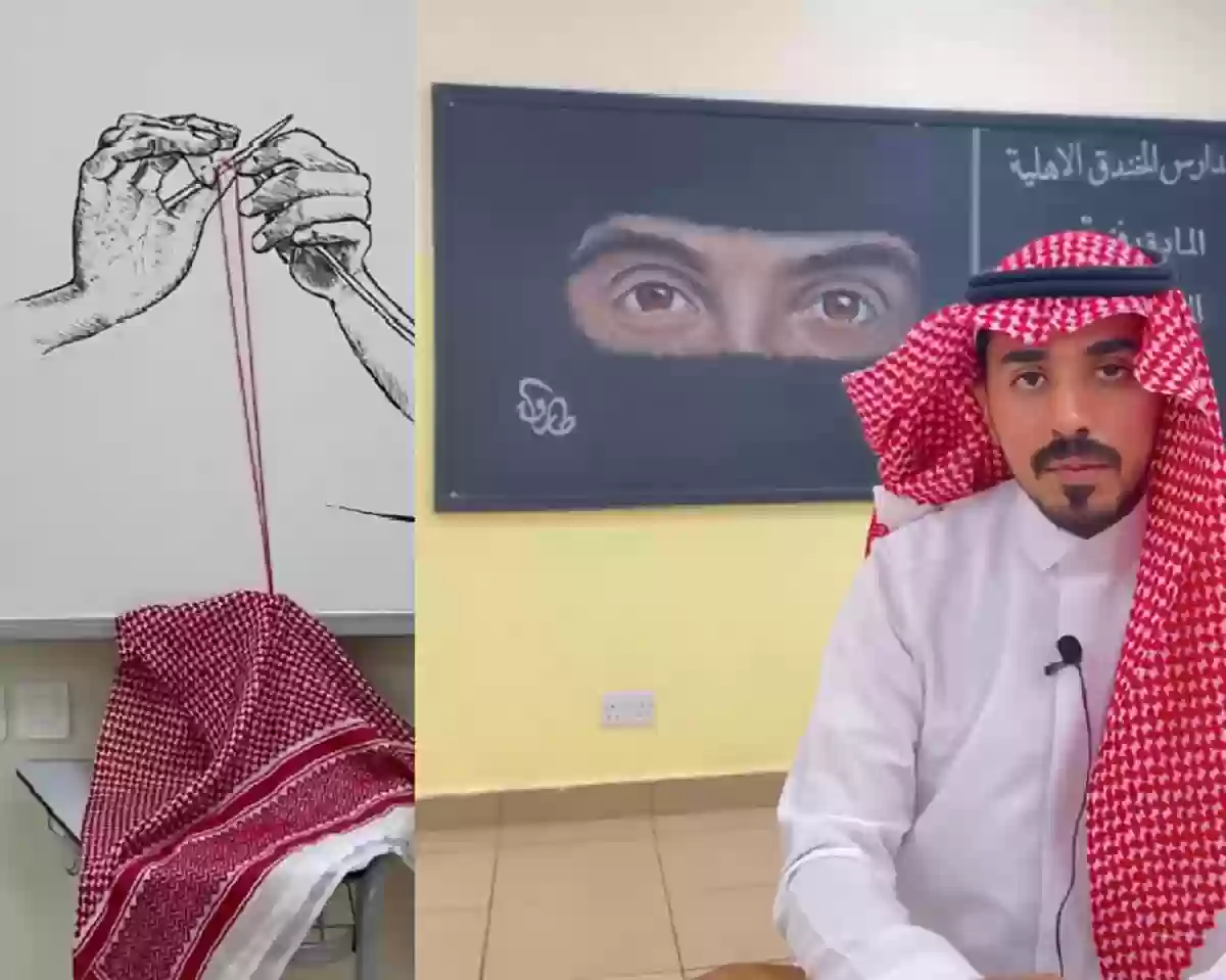 مدرس سعودي يبهر طلابه بمهارته العالية في الرسم بأقل الإمكانيات
