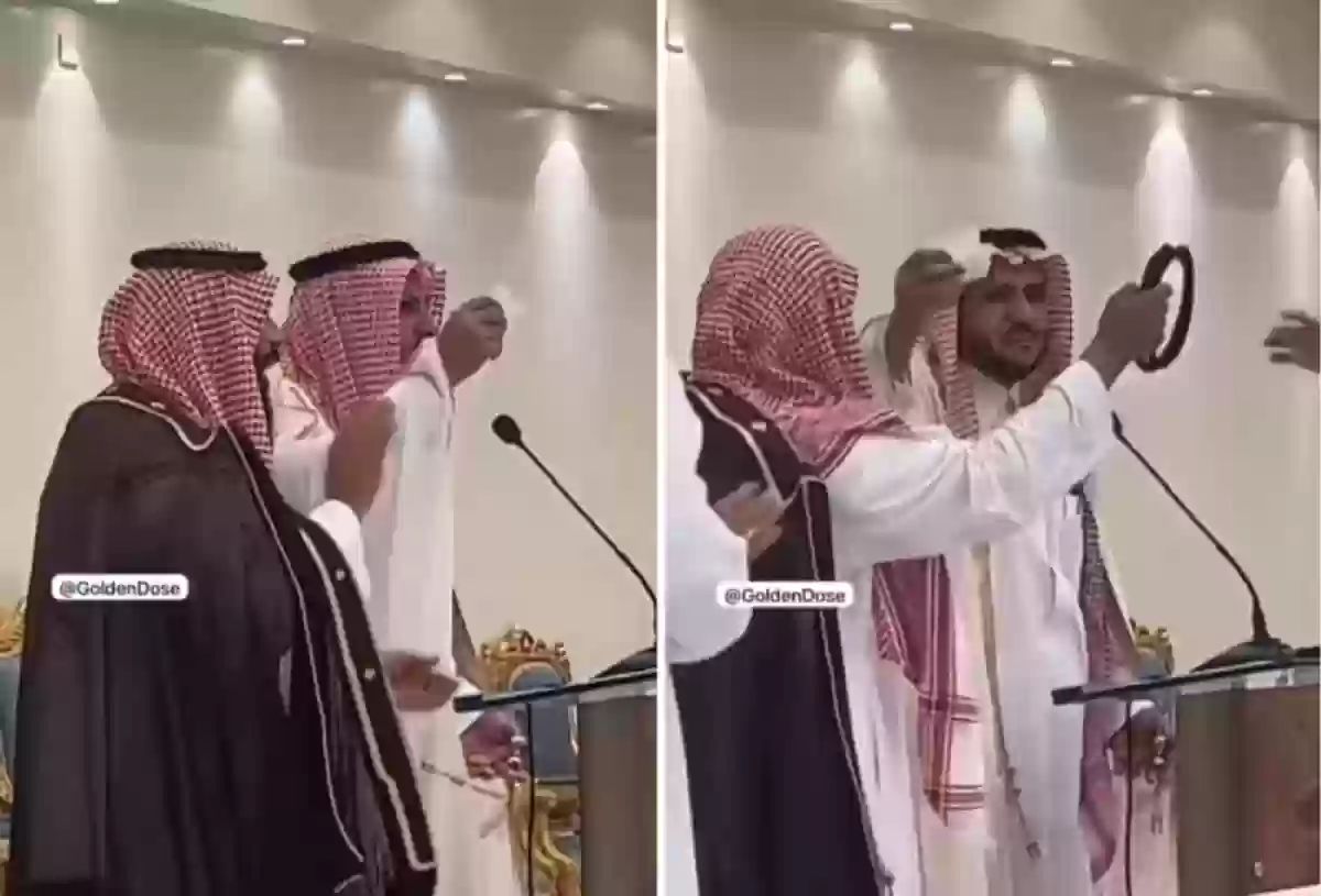 سعودي يقفل حملة عتق وفك رقبة والحضور يرفعون له العقال ويقبلون رأسه