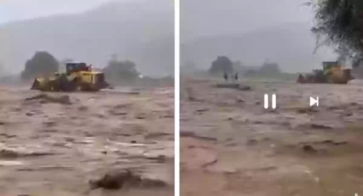 السعودية مواطن تجرفه السيول